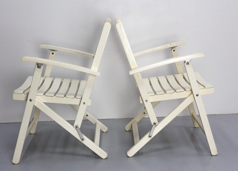 Four Wood Dining Folding Chairsgarden and Patio by Dejou For Sale at 1stDibs