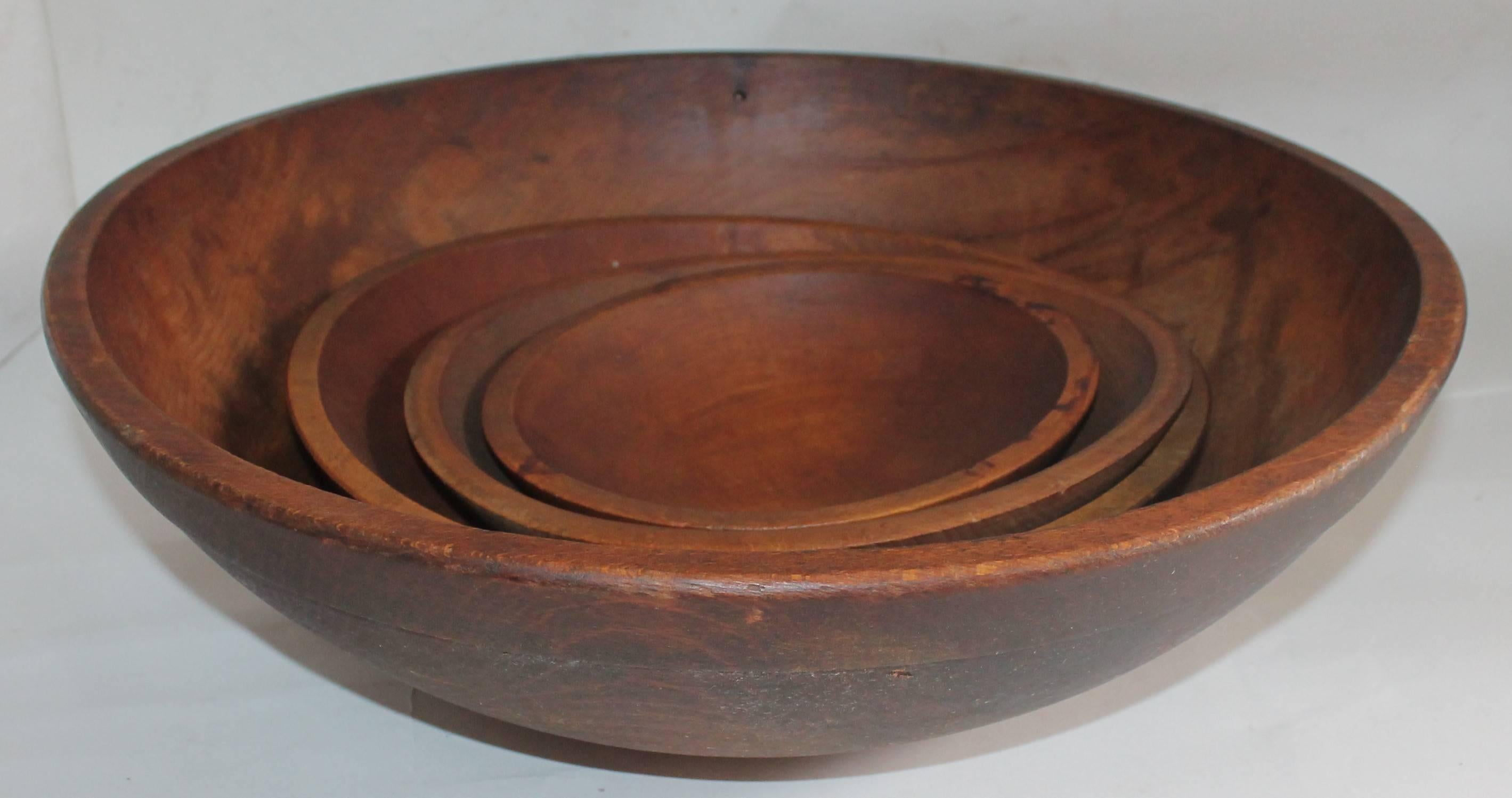 Other Four Wooden 19th Century Butter Bowls