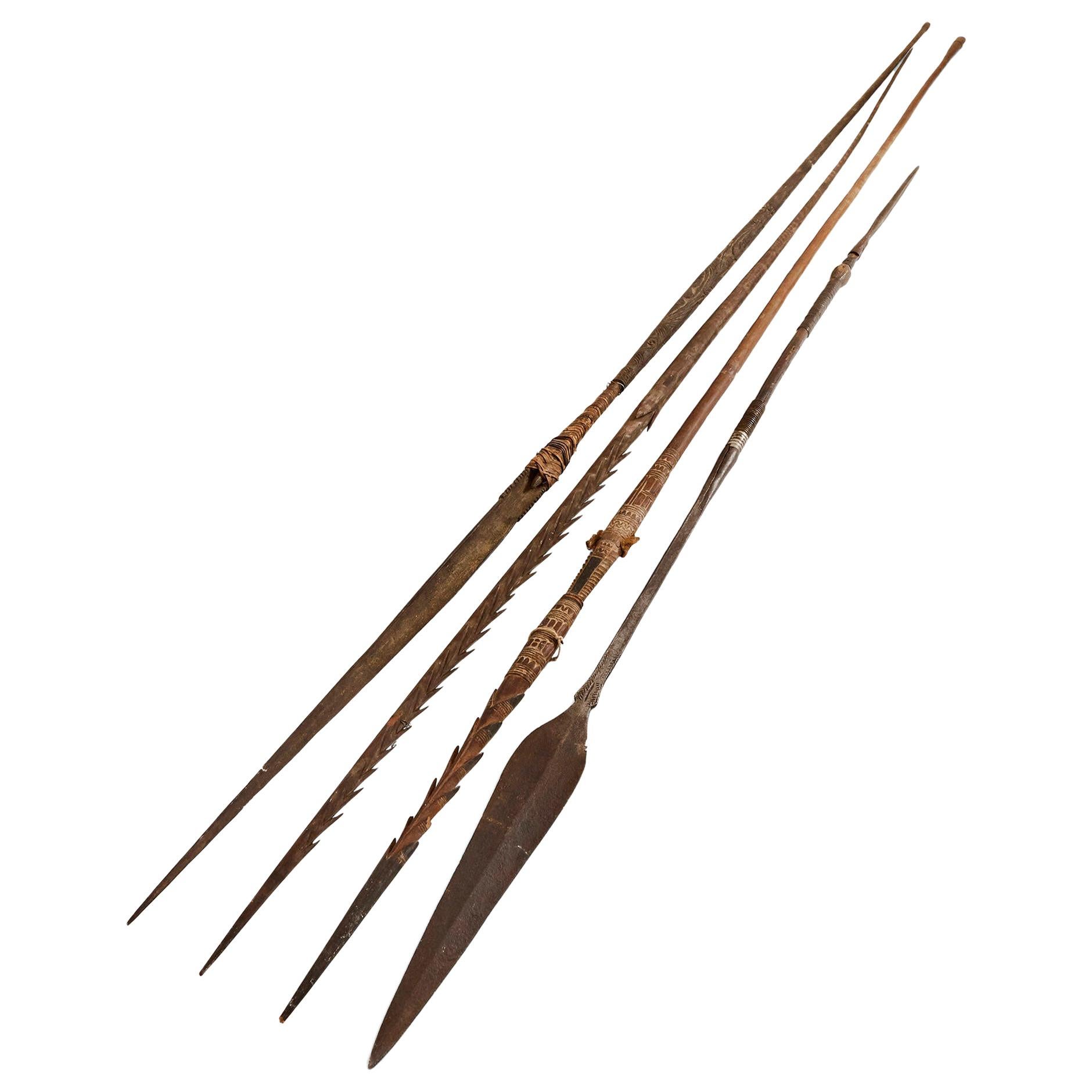 Four Wooden and Iron Hunting Spears from Africa