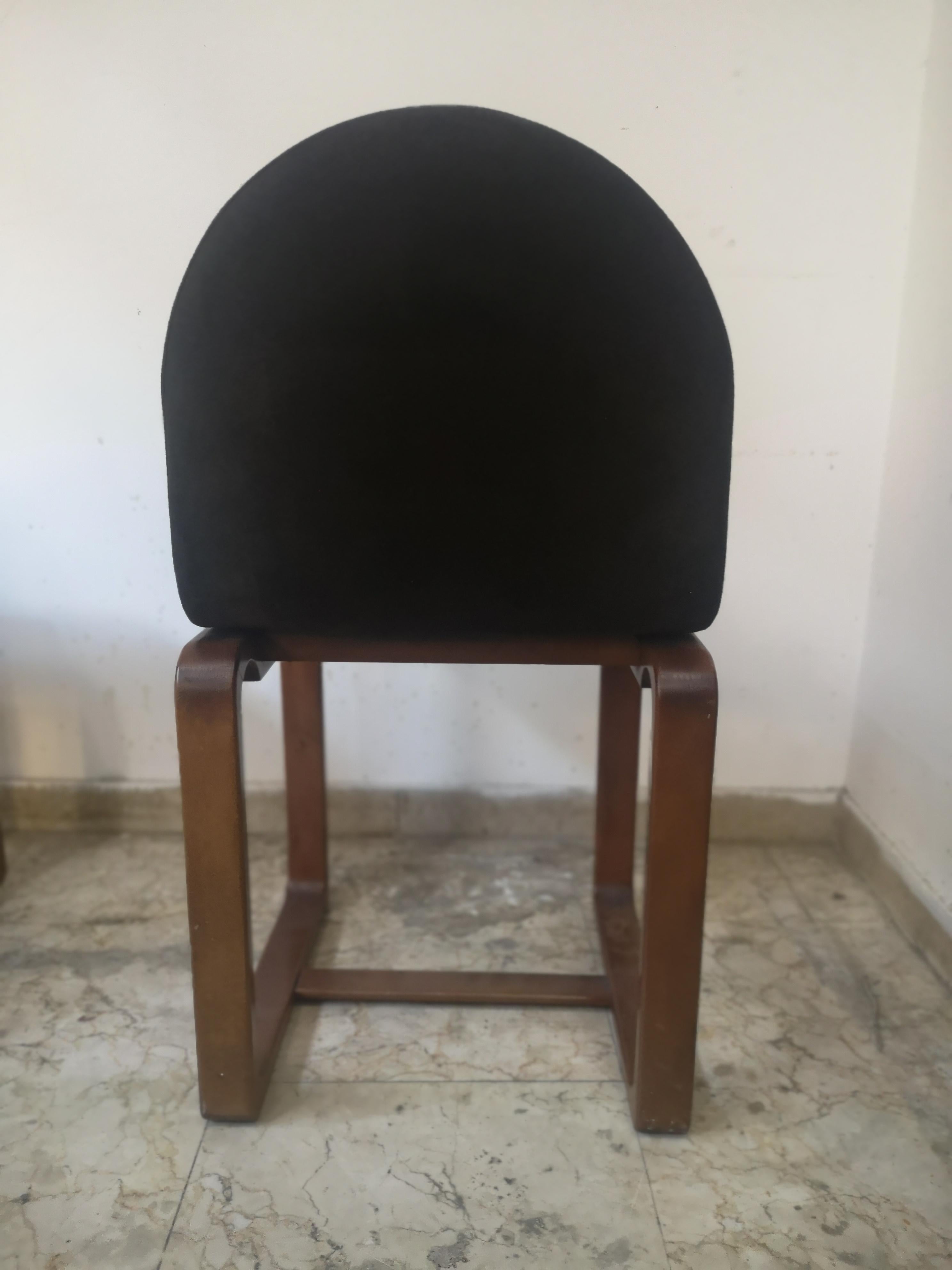 Mid-20th Century Four wooden and leather chairs in the 1960s Afra & Tobia Scarpa style