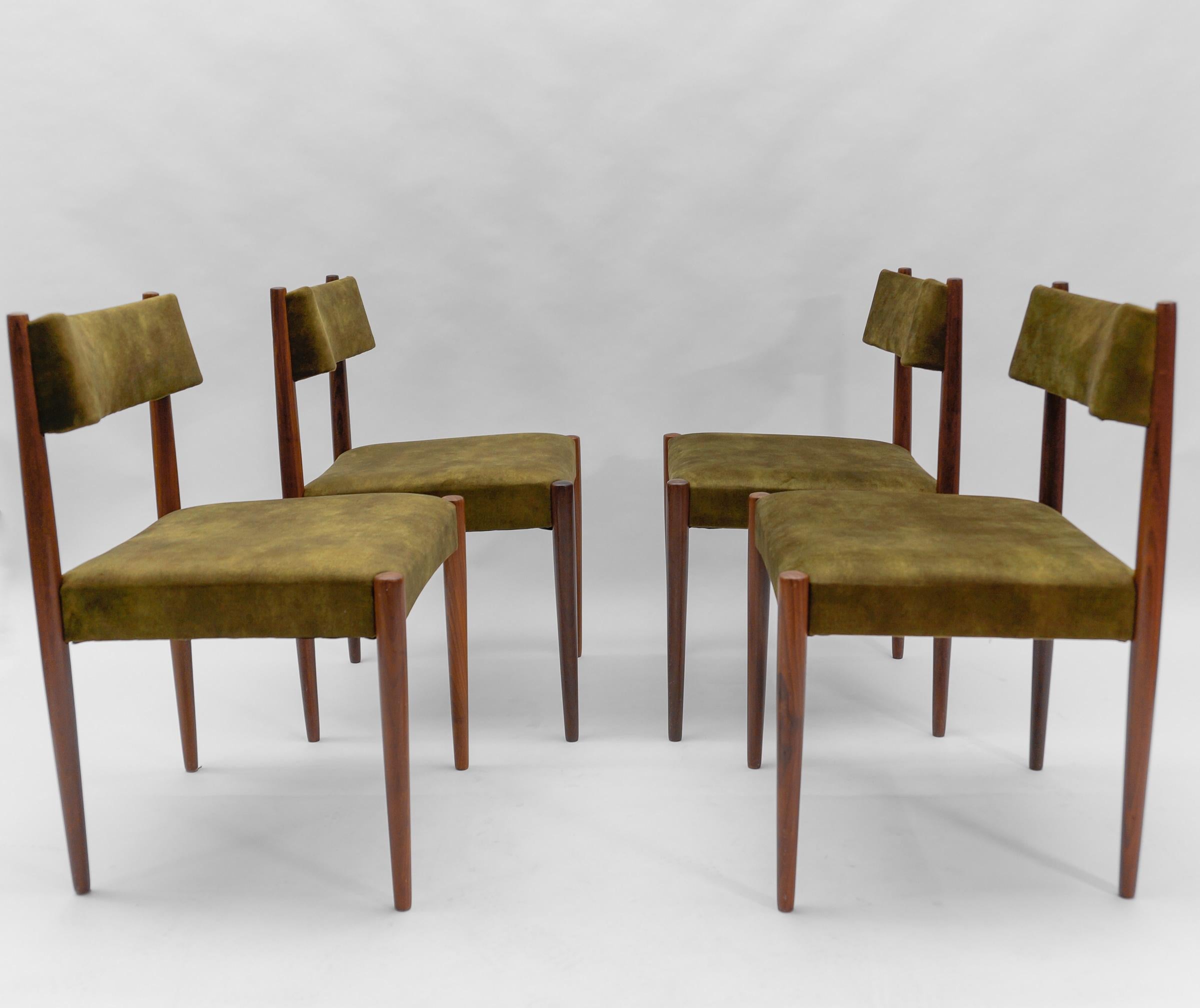 Scandinavian Modern Four Wooden Scandinavian Dining Room Chairs, 1960s For Sale