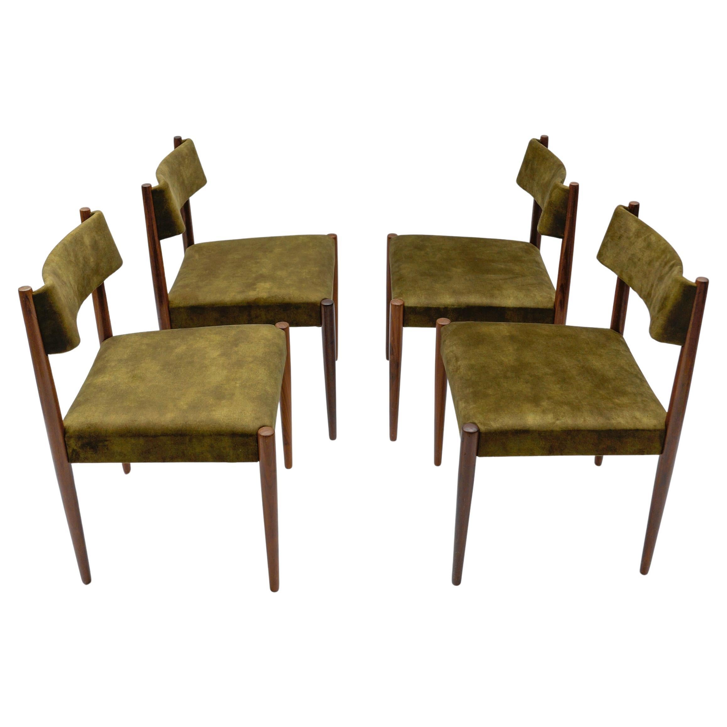 Four Wooden Scandinavian Dining Room Chairs, 1960s