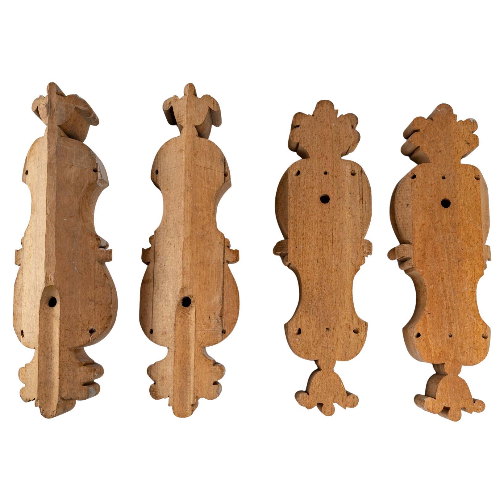 Four Wooden Supports for Wall Lamps For Sale