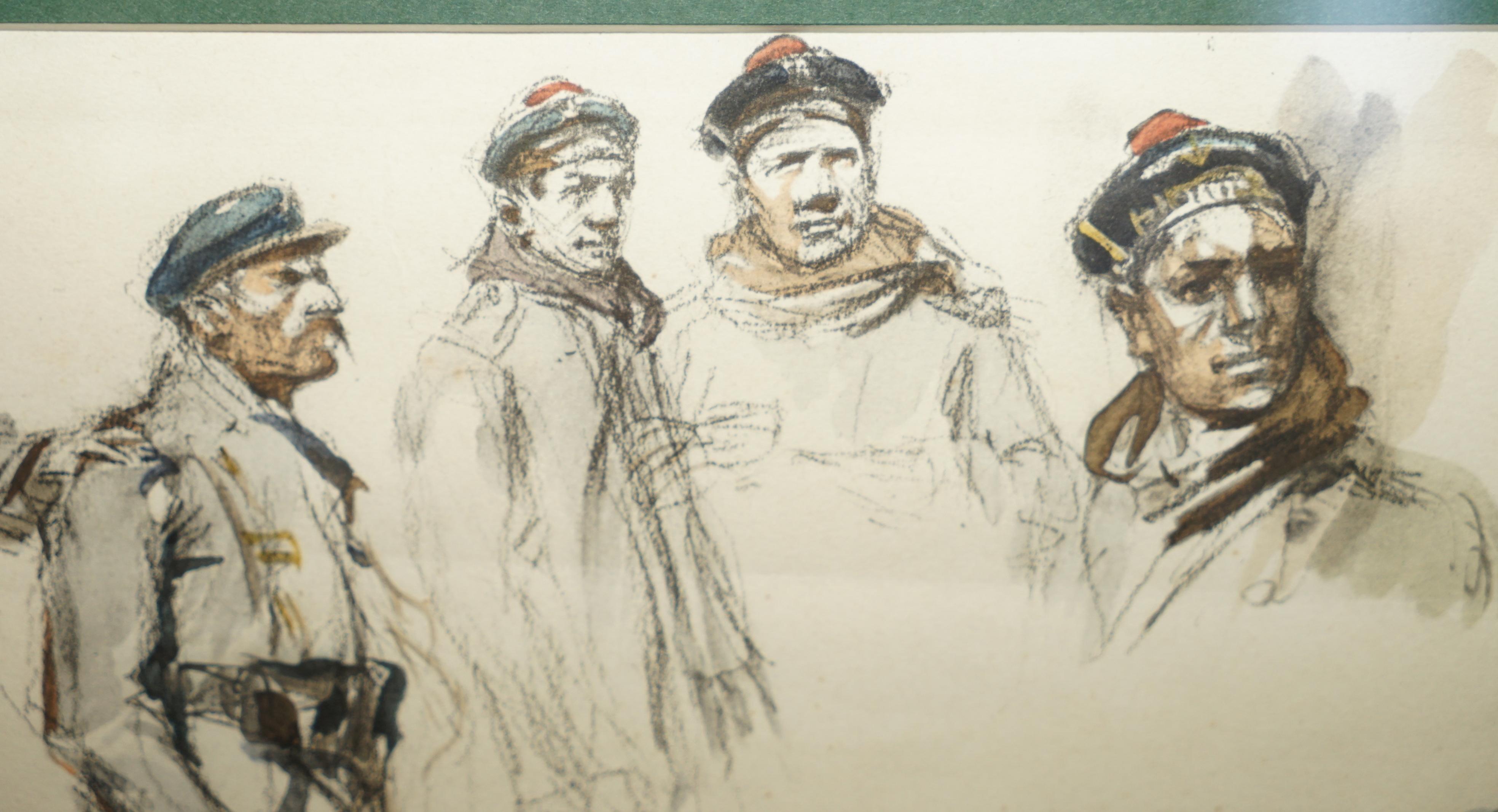 Four World War I Signed Charles Dominique Fouquerary 1914 Water Colour Sketches For Sale 3