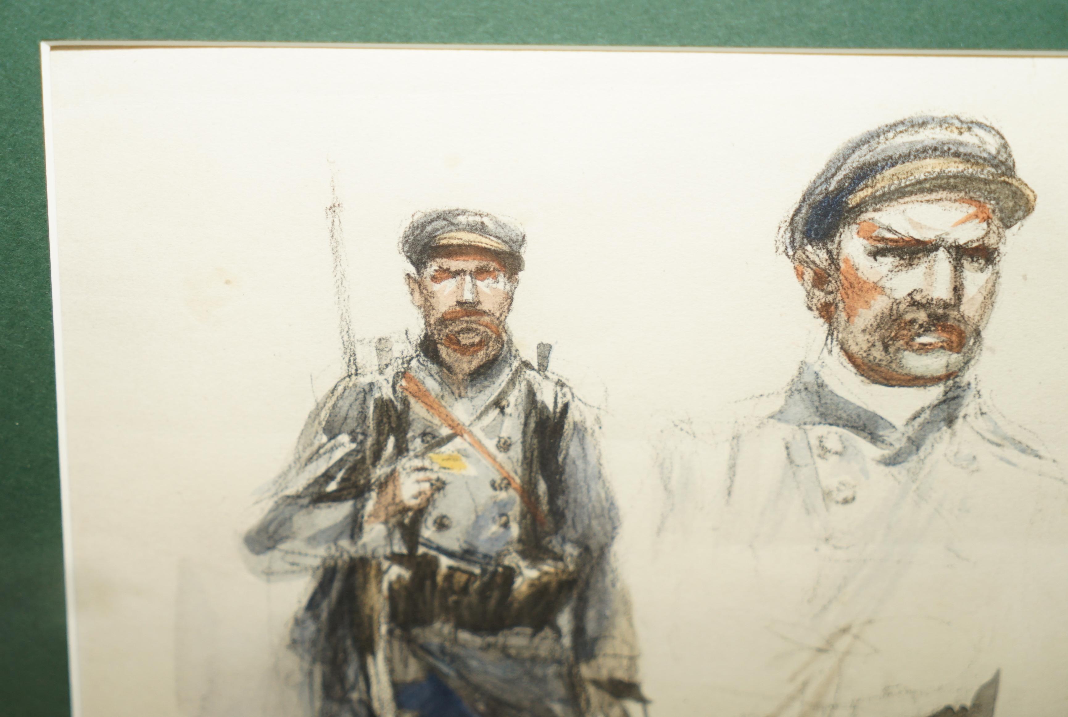 Four World War I Signed Charles Dominique Fouquerary 1914 Water Colour Sketches For Sale 7