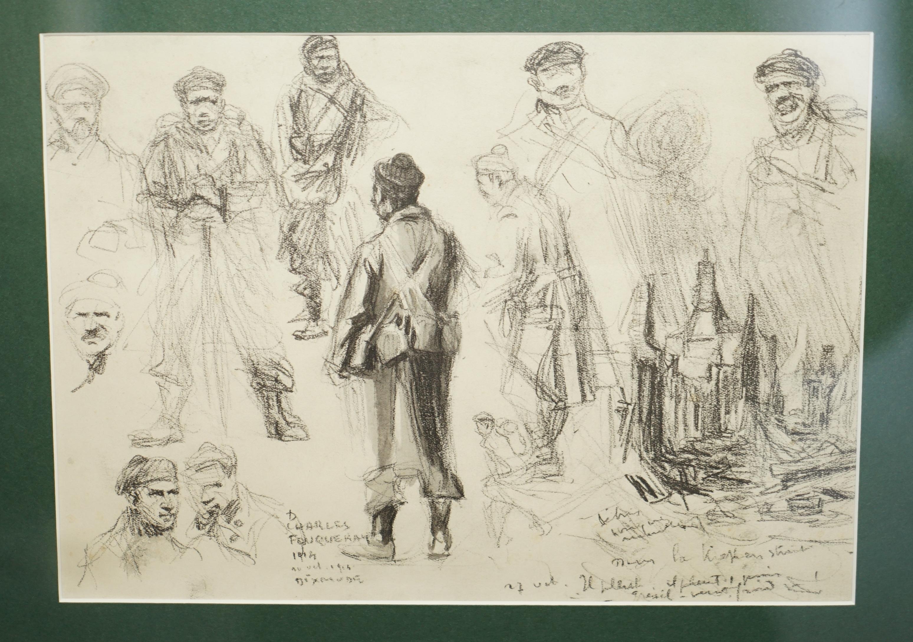 Quatre croquis à l'aquarelle de la Première Guerre mondiale signés Charles Dominique Fouquerary 1914 en vente 9