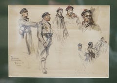 Four World War I Signed Charles Dominique Fouquerary 1914 Water Colour Sketches