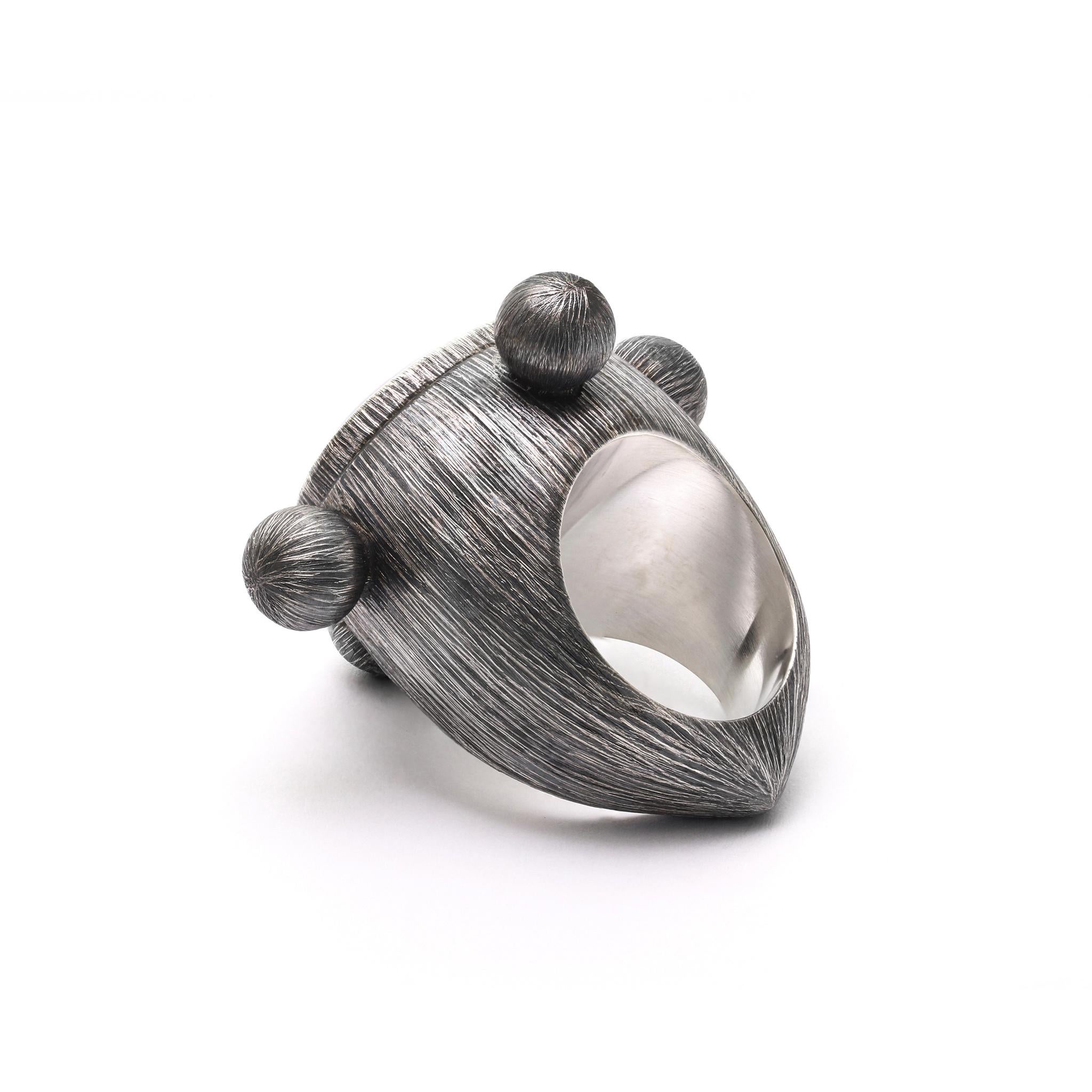 Fatto a mano Anello dei Quattro Mondi in argento sterling disponibile in ametista o quarzo fumé