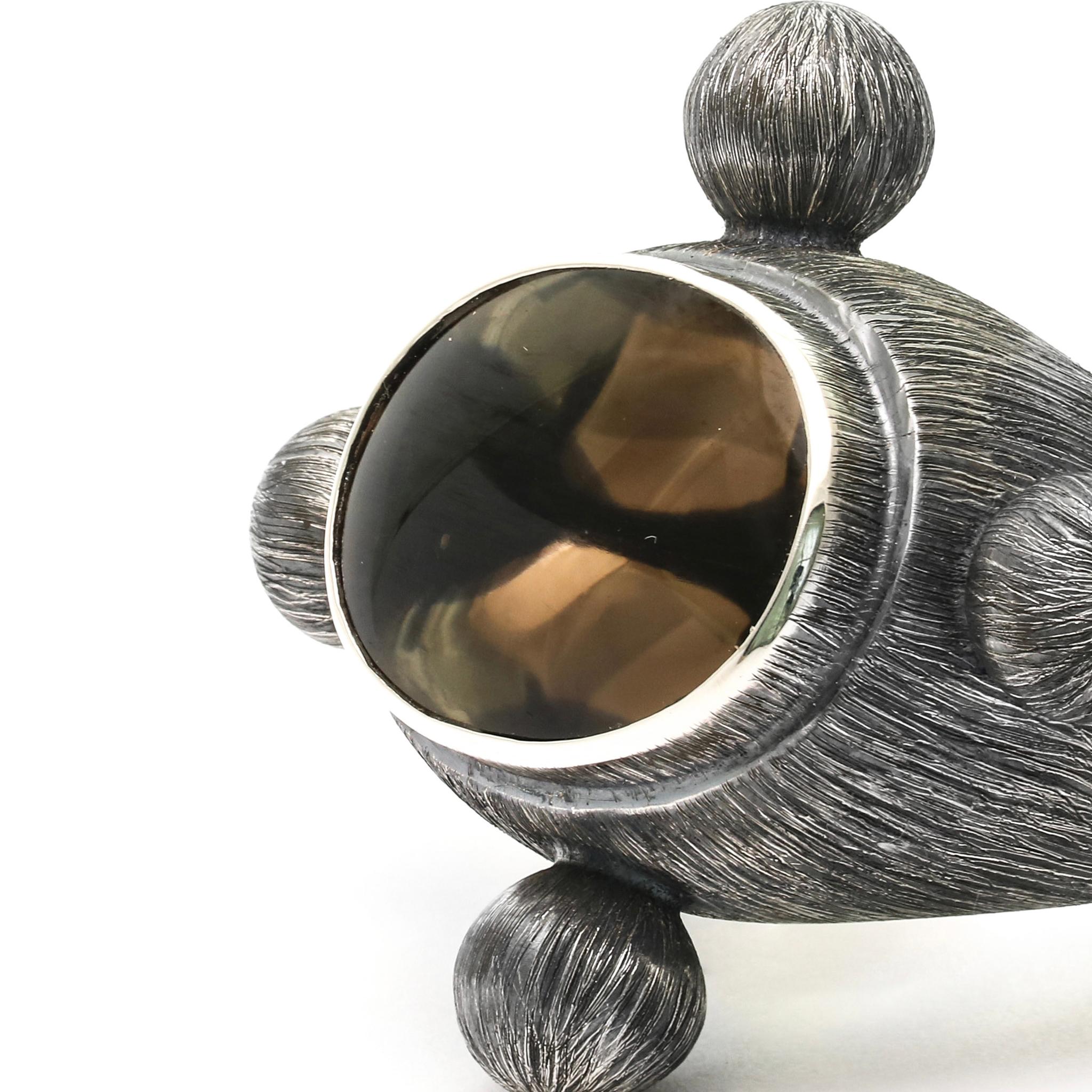 Quarzo Anello dei Quattro Mondi in argento sterling disponibile in ametista o quarzo fumé