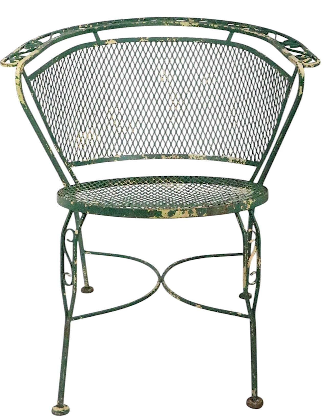 Cuatro Sillas de Comedor de Hierro Forjado para Patio y Piscina de Salterini Años 50/60 en venta 4