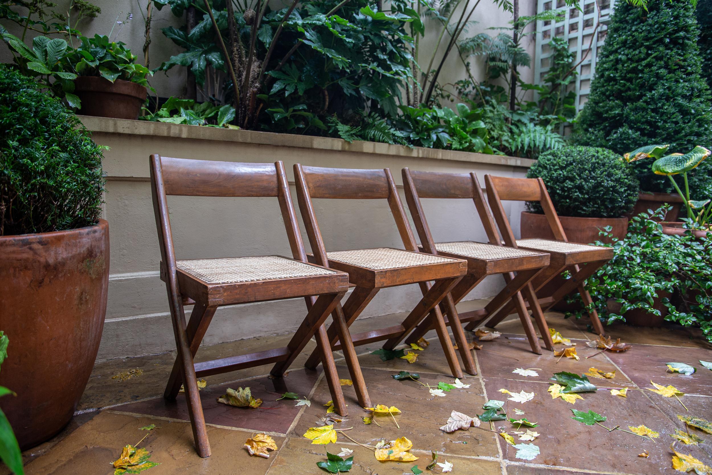 Four X Frame Chairs by Pierre Jeanneret & Eulie Chowdhury, Chandigarh India 1959 For Sale 6