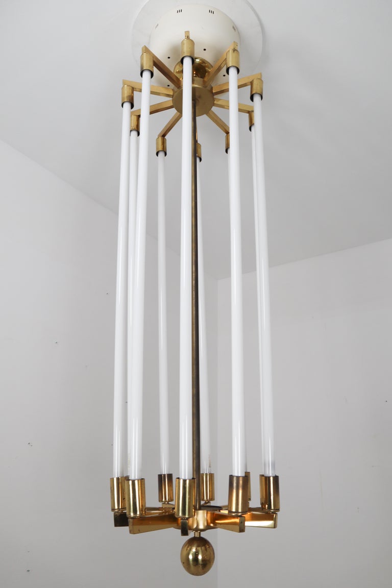 Four Extra Large Brass Chandeliers by Kaiser and Co, Made in Germany circa 1940s For Sale at 1stDibs