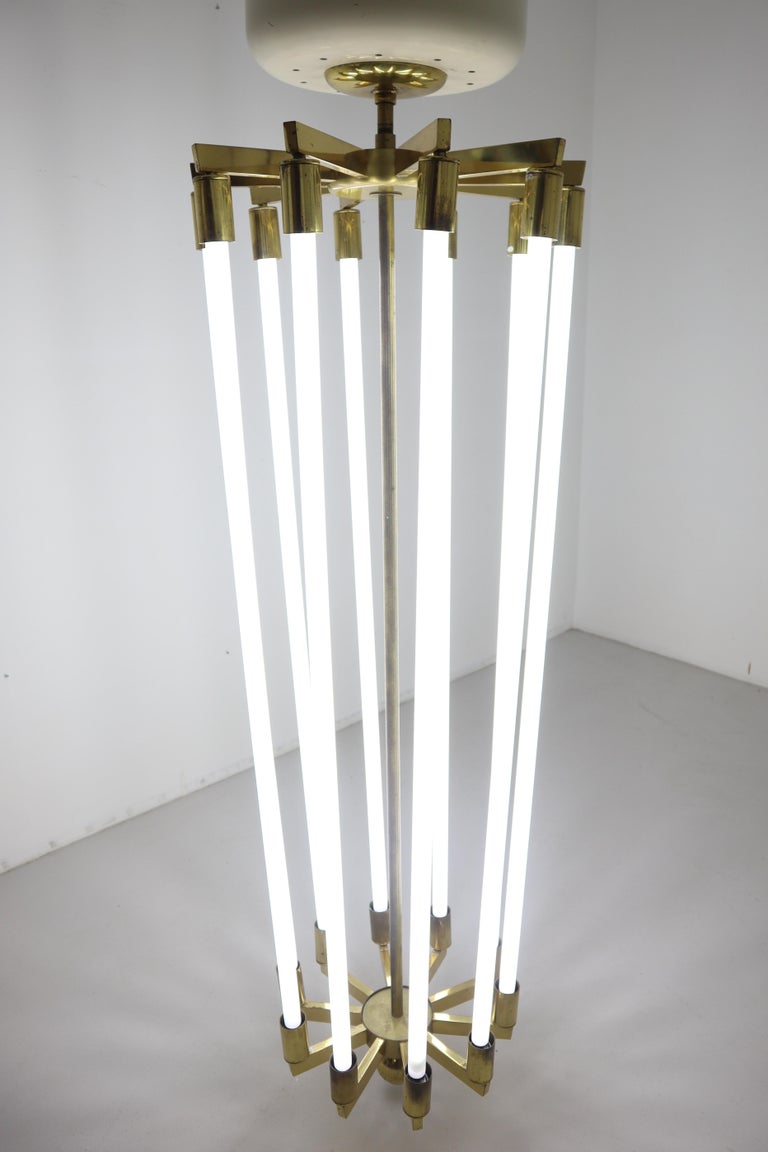 Four Extra Large Brass Chandeliers by Kaiser and Co, Made in Germany circa 1940s For Sale at 1stDibs