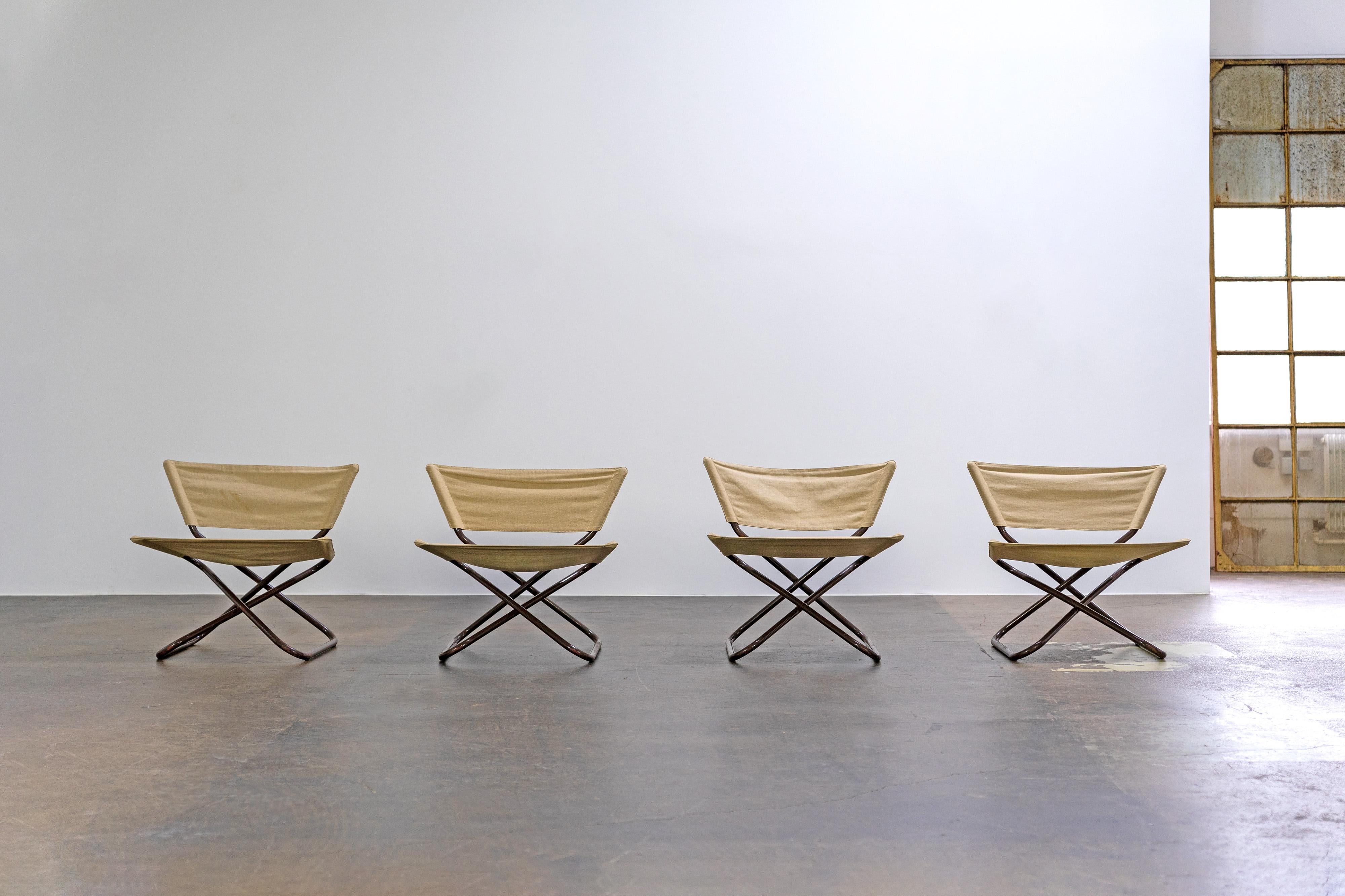 Four Z-Down folding lounge chairs and table by Erik Magnussen, Torben Ørskov For Sale 1