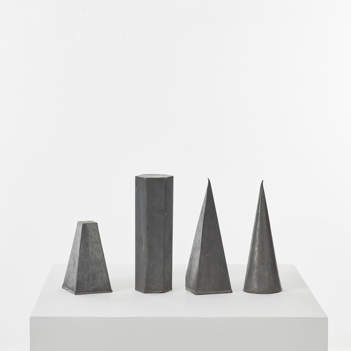 Mid-20th Century Four Zinc Geometric Shapes, UK, circa 1950