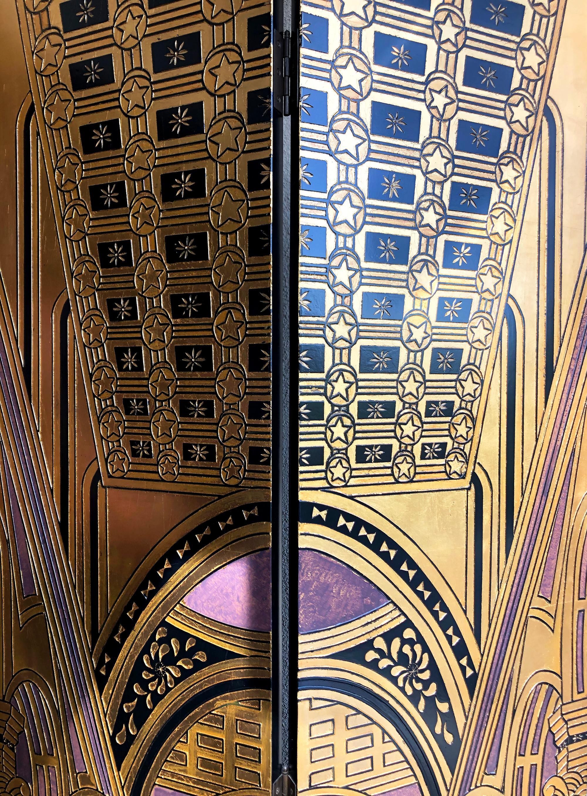 Art déco Paravent en bois Fournier Decoration Paris Deco Revival
