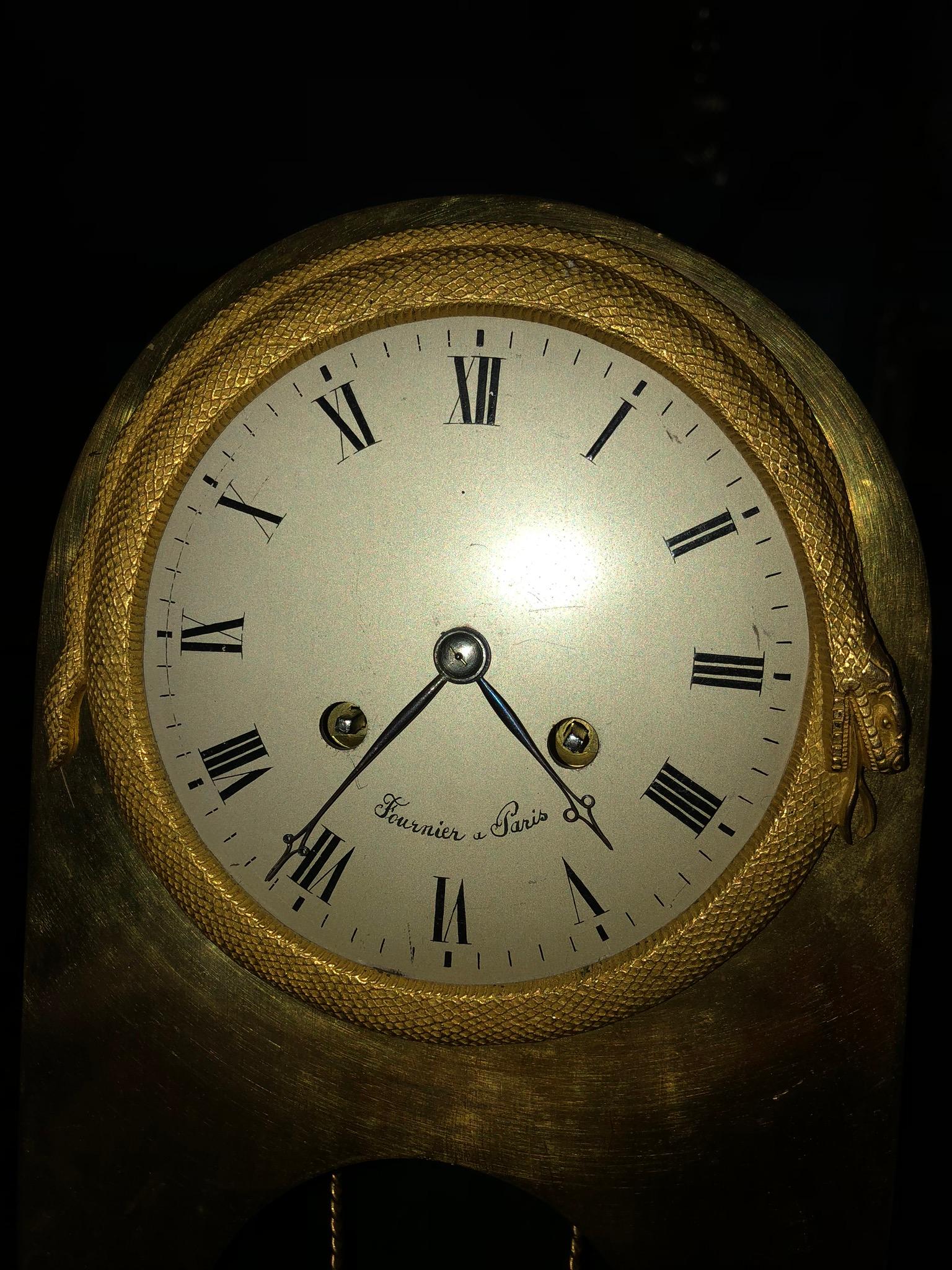 Fournier Louis XVI Mantel Clock, Gilt Bronze, Cupid Pend, Month-day-date France For Sale 1