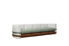 FourSeater Pillow Sofa, Mint Green, Brown, White, Leather, Muller Van Severen