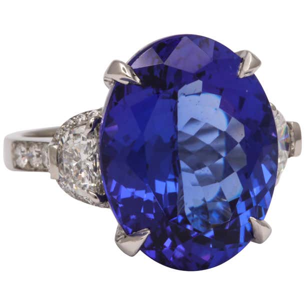Fourteen Carat Blue Tanzanite and Diamond Ring For Sale at 1stDibs ...