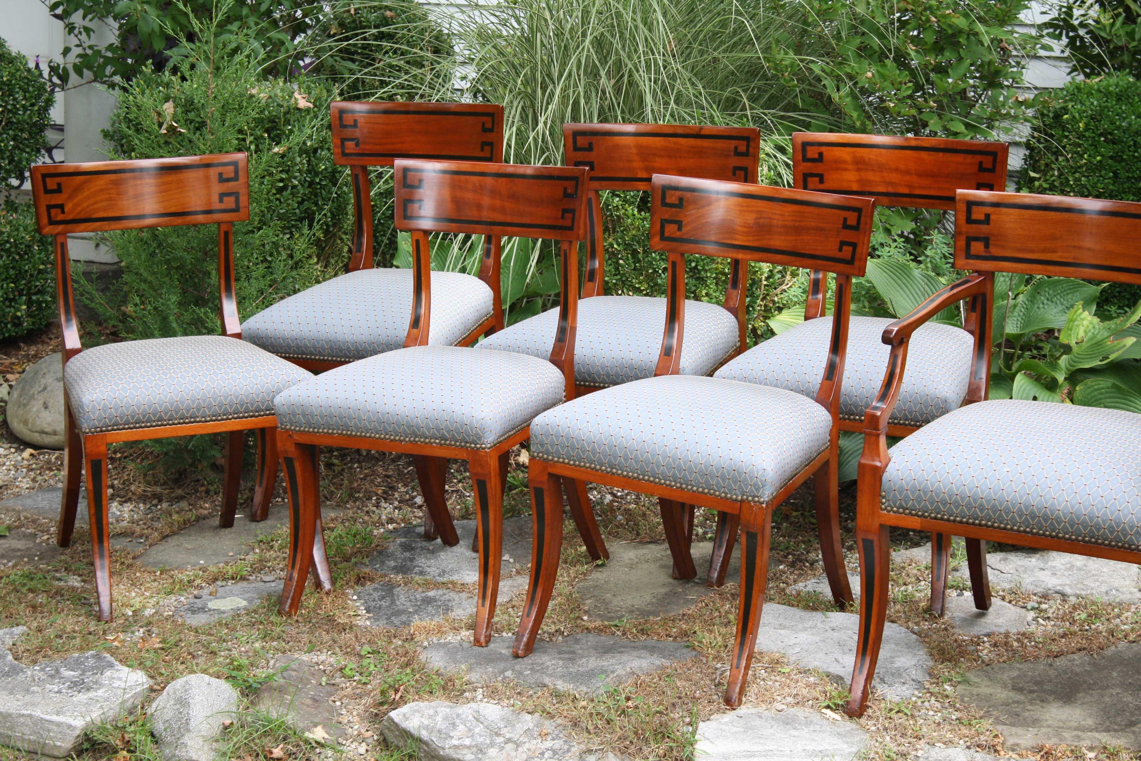 19th Century FOURTEEN English Regency Klismos Dining Chairs