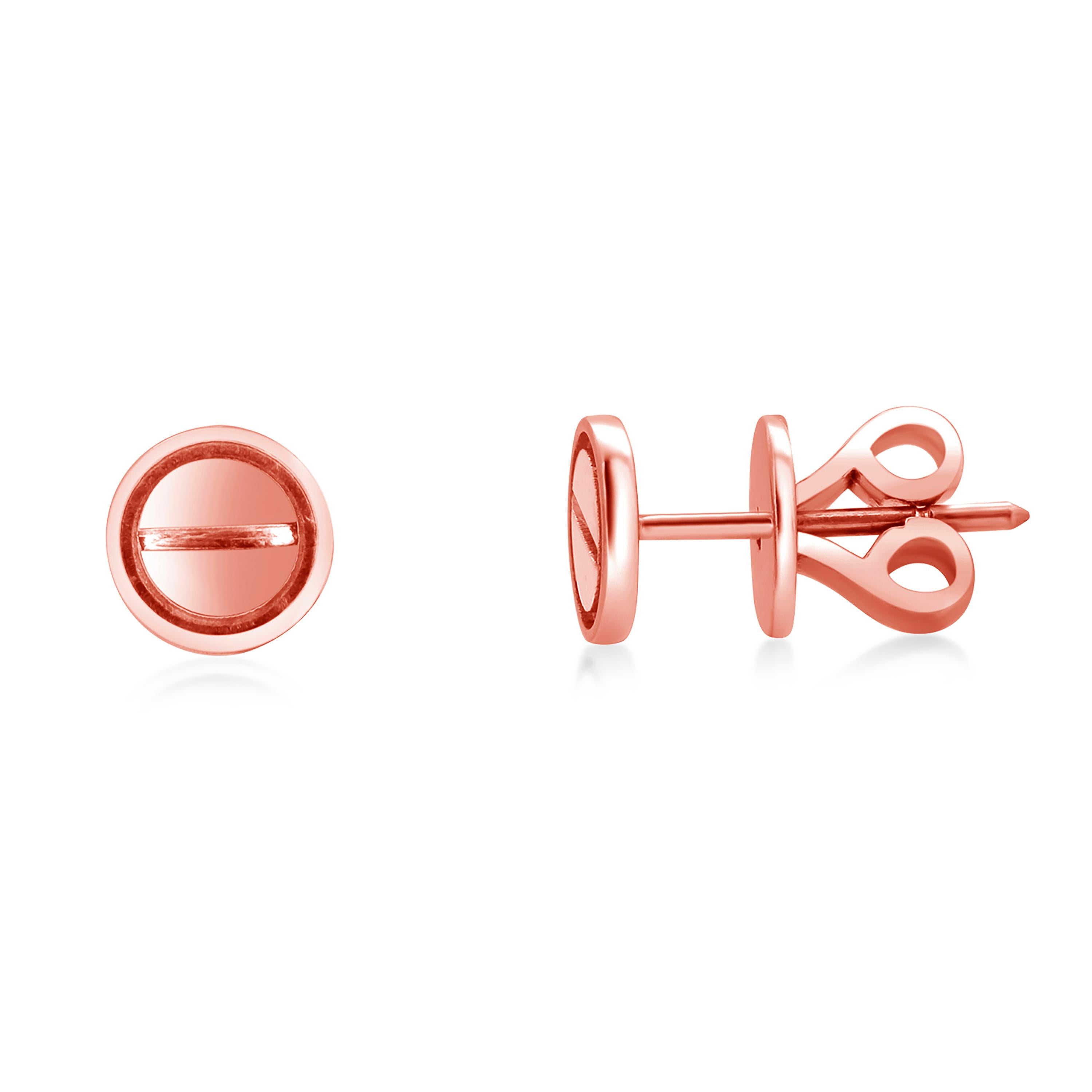 Women's or Men's Vintage Rose Gold 0.21 Inch Stud Earrings in the Style of Cartier