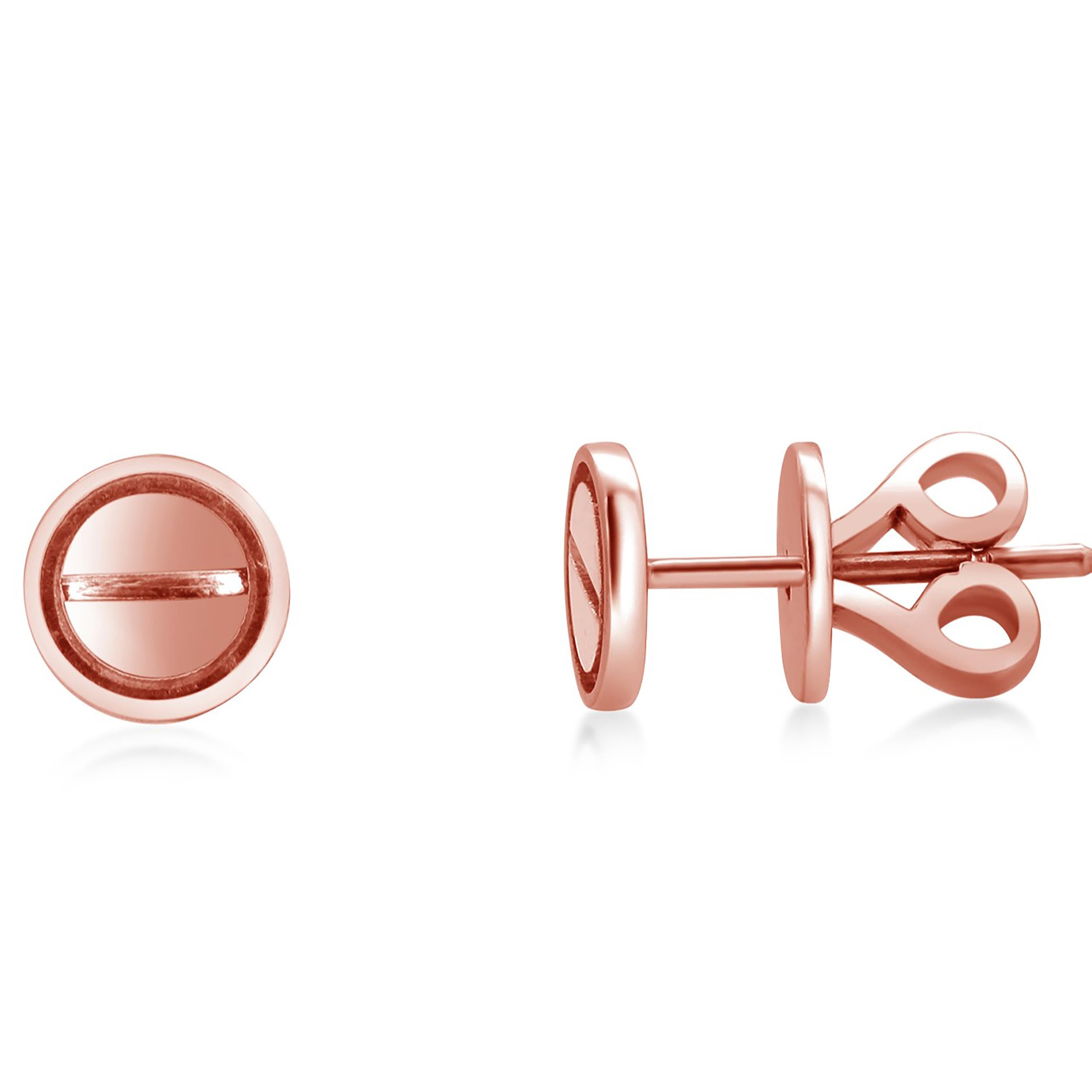 Contemporary Vintage Rose Gold 0.21 Inch Stud Earrings in the Style of Cartier