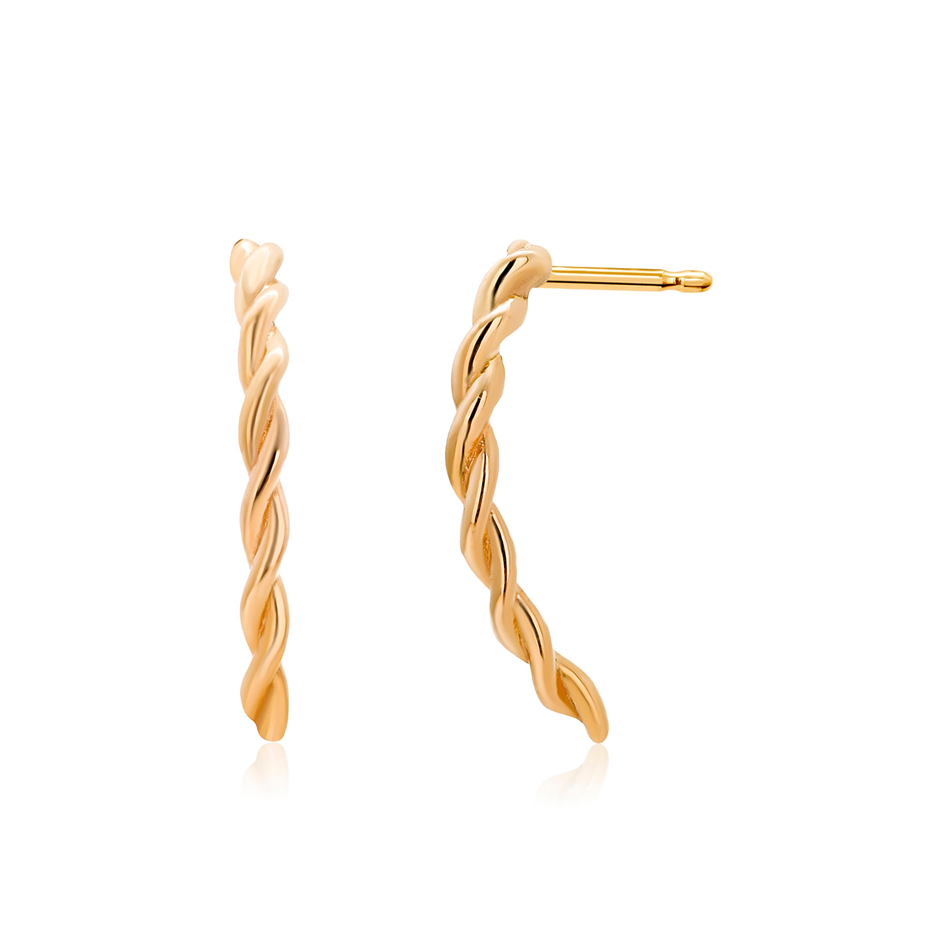 Fourteen Karat Twisted Yellow Gold Hoop Earrings In New Condition In New York, NY