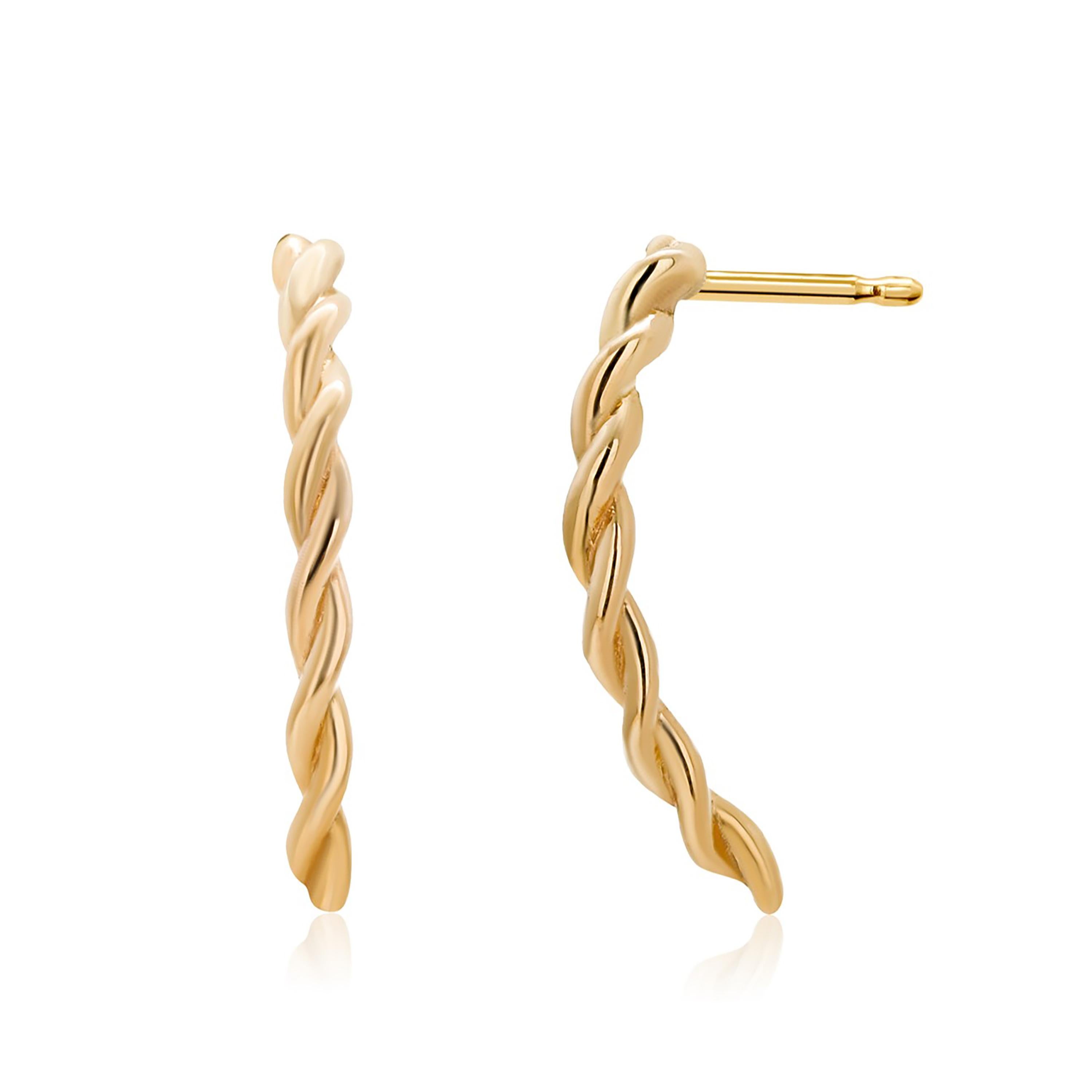 Fourteen Karat Twisted Yellow Gold Hoop Earrings 2