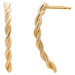 Fourteen Karat Twisted Yellow Gold Hoop Earrings