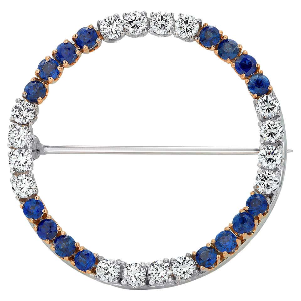 Sapphire and Diamond circle pin at 1stDibs