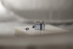 Fourteen Karat White Gold Art Deco Style Earrings with Blue Quartz