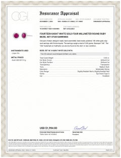 Fourteen Karat White Gold Four Millimeter Round Ruby Bezel Set Stud Earrings