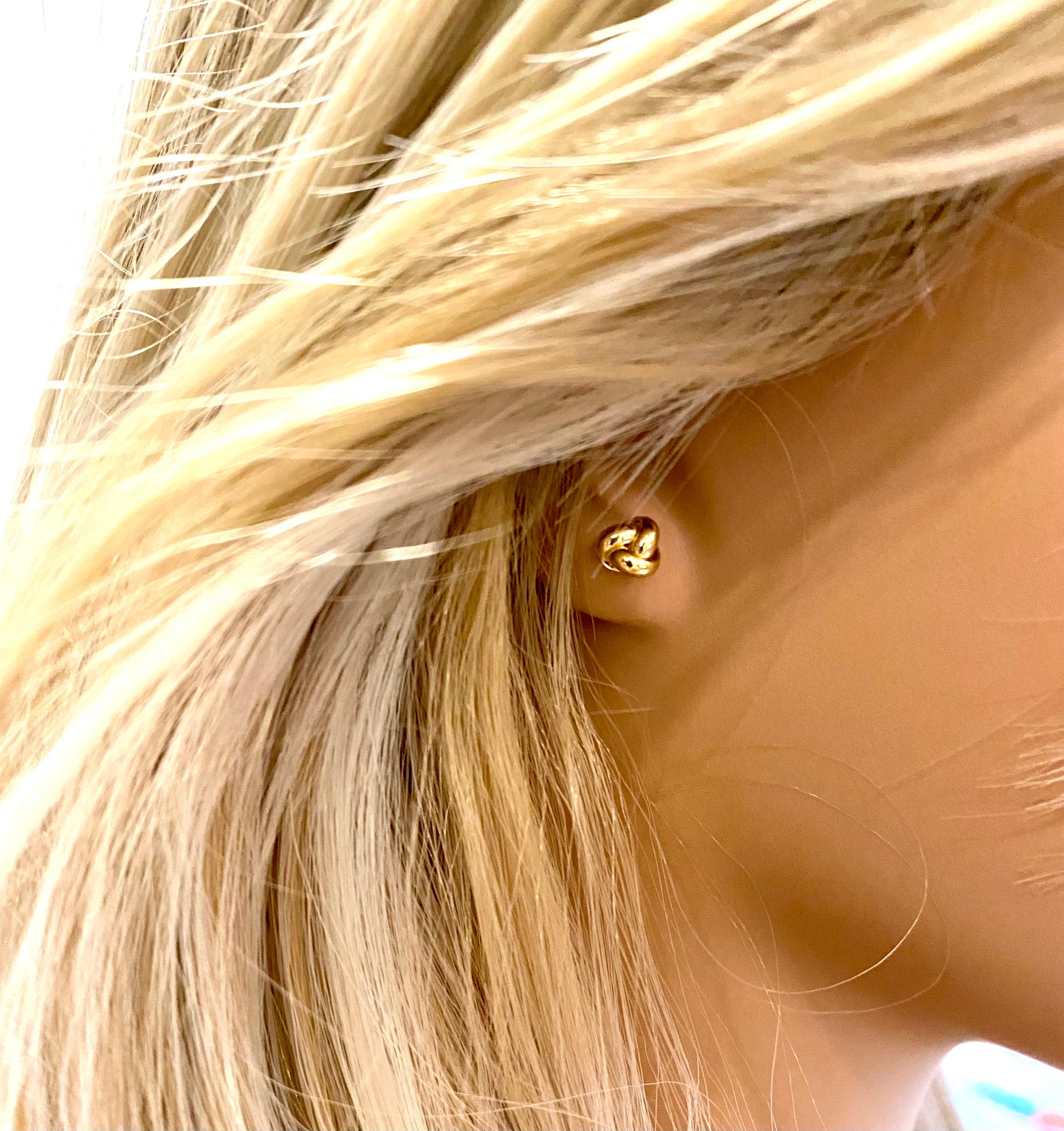 Fourteen Karat White Gold Love Knot 0.30 InchStud  Earrings Measuring 0.30 inch  For Sale 2