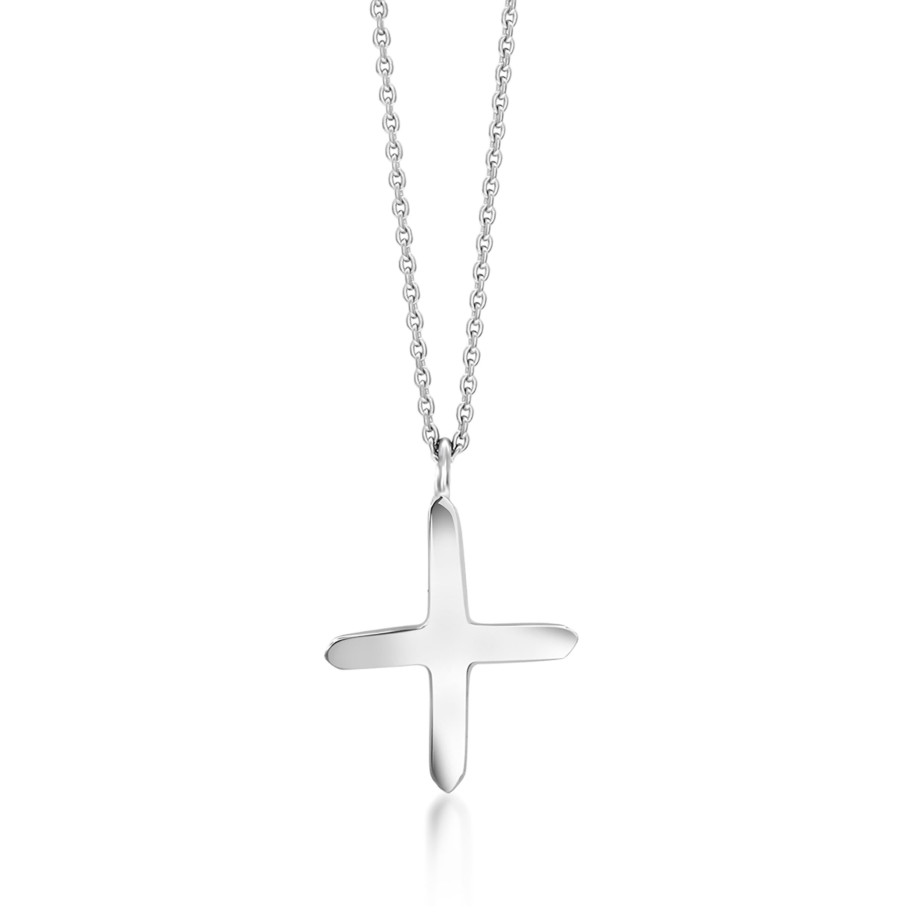 Contemporary 14 Karat White Gold Pendant Necklace with Cross Charm