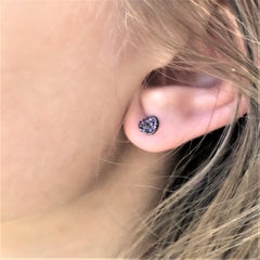 Fourteen Karat White Gold Ruby Heart Shape Design Blacken Stud Earrings
