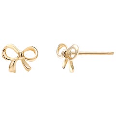 14 Karat Yellow Gold Dainty Design Bow Earrings