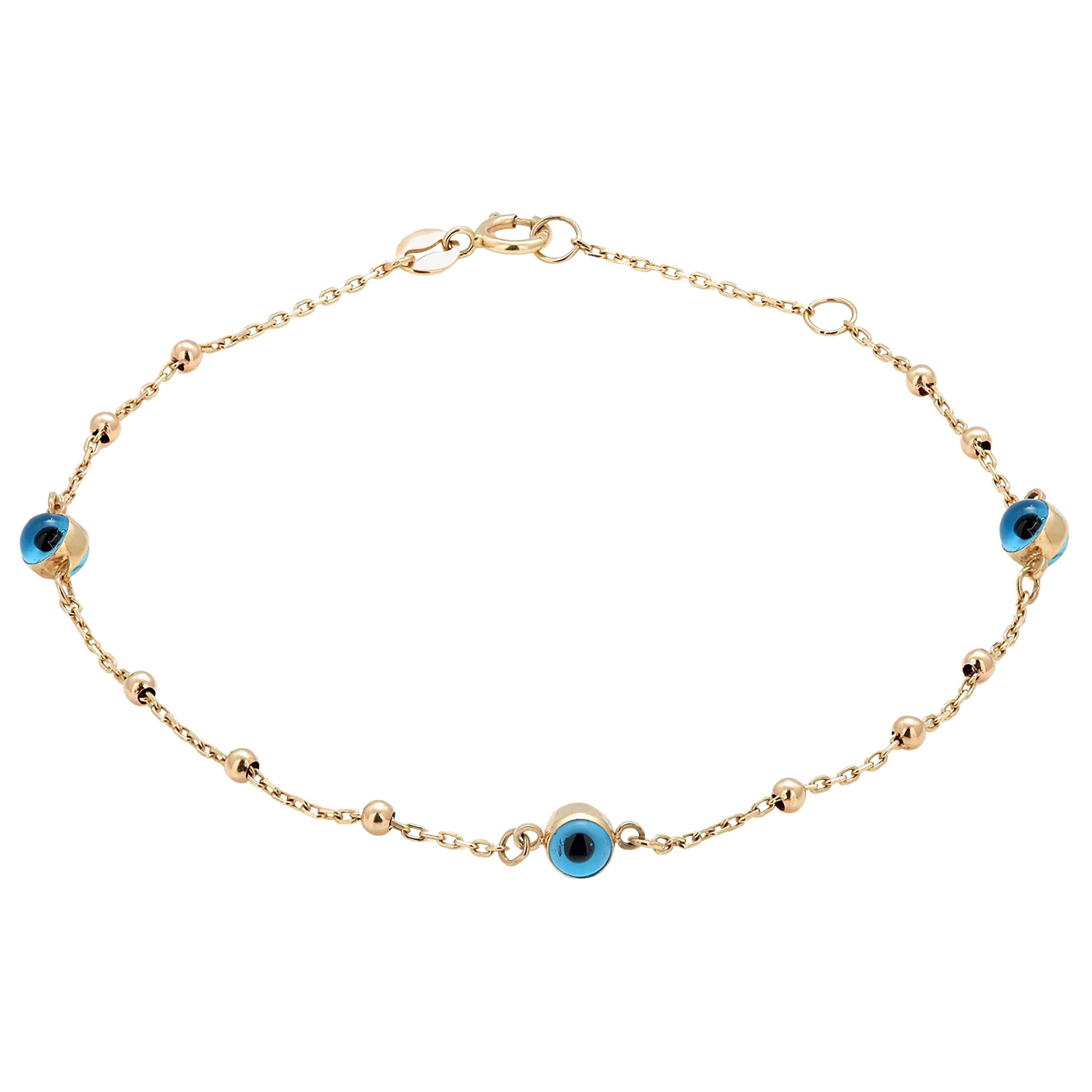 Evil Eye-Armband aus vierzehn Karat Gelbgold