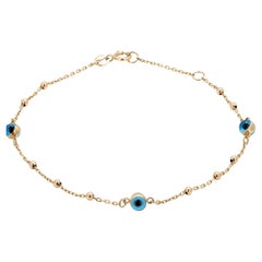 Fourteen Karat Yellow Gold Evil Eye Bracelet