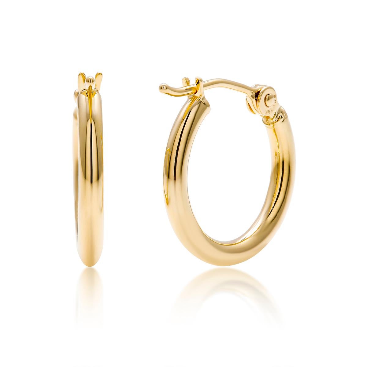 Contemporary Fourteen Karat Yellow Gold Mini Hoop Earrings
