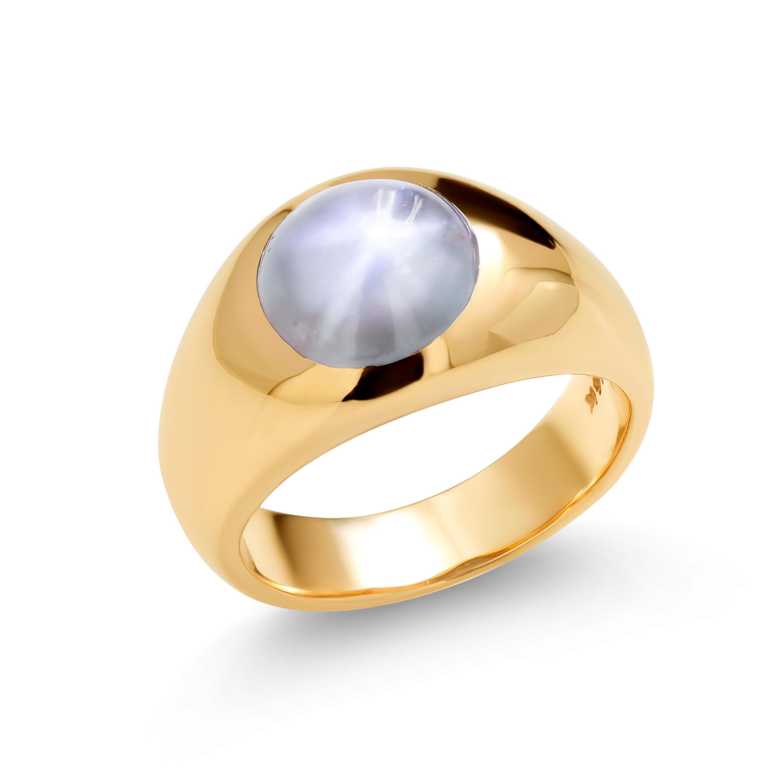 GIA Certified No Heat Ceylon Star Sapphire 7.35 Carat Finger Size 10 Dome Ring en vente 5