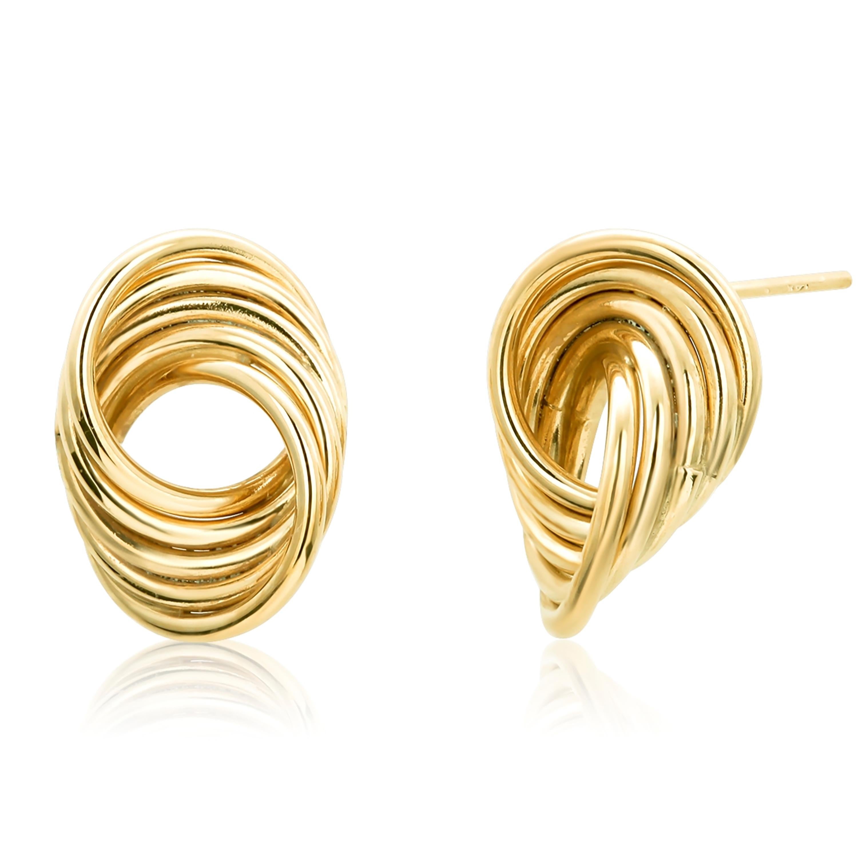Women's Fourteen Karat Yellow Gold Swirl Shaped Modernist 0.75 Inch Stud Earrings