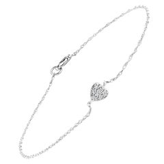 Fourteen Karats Heart Shape Diamond Charm Bracelet