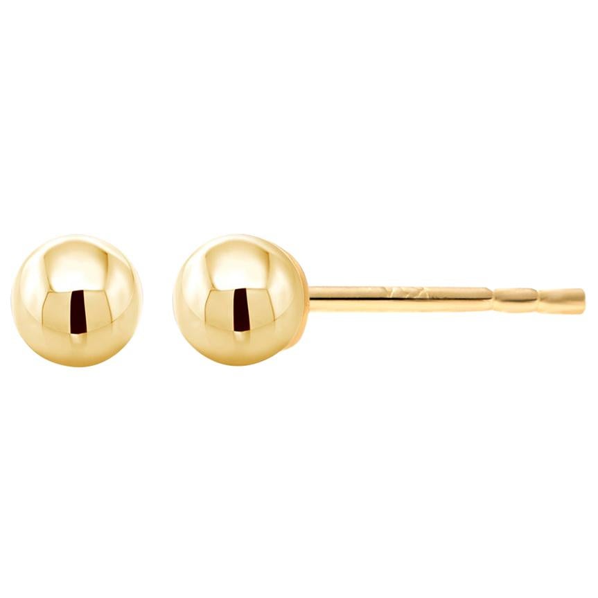14 Karat Yellow Gold Ball Stud Earrings For Sale at 1stdibs
