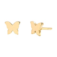 Fourteen Karats Yellow Gold Butterfly Stud Earrings