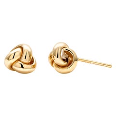 Fourteen Karats Yellow Gold Love Knot 0.30 Inch Stud Earrings 