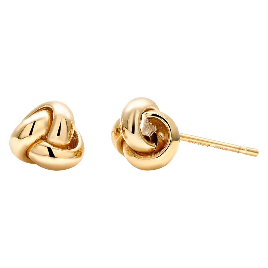 Fourteen Karats Yellow Gold Love Knot 0.30 Inch Stud Earrings  For Sale