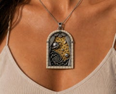 Fourth Day Of Creation Pendant in Sterling Silver, 24K Gold, Diamond- Konforti