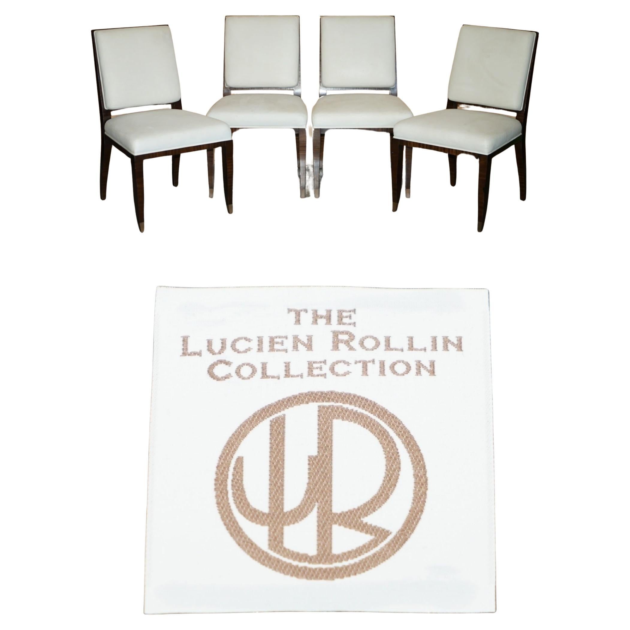 QUATTRO SEDIE AUBUSSON DINING DELLA COLLEZIONE LUCIEN Rolle in SUEDE in vendita