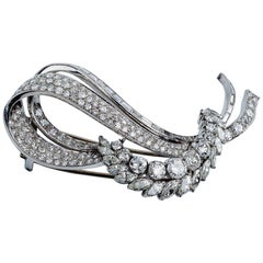 1940s Spike Platinum Brooch with Marquisse and Baguette White Diamonds