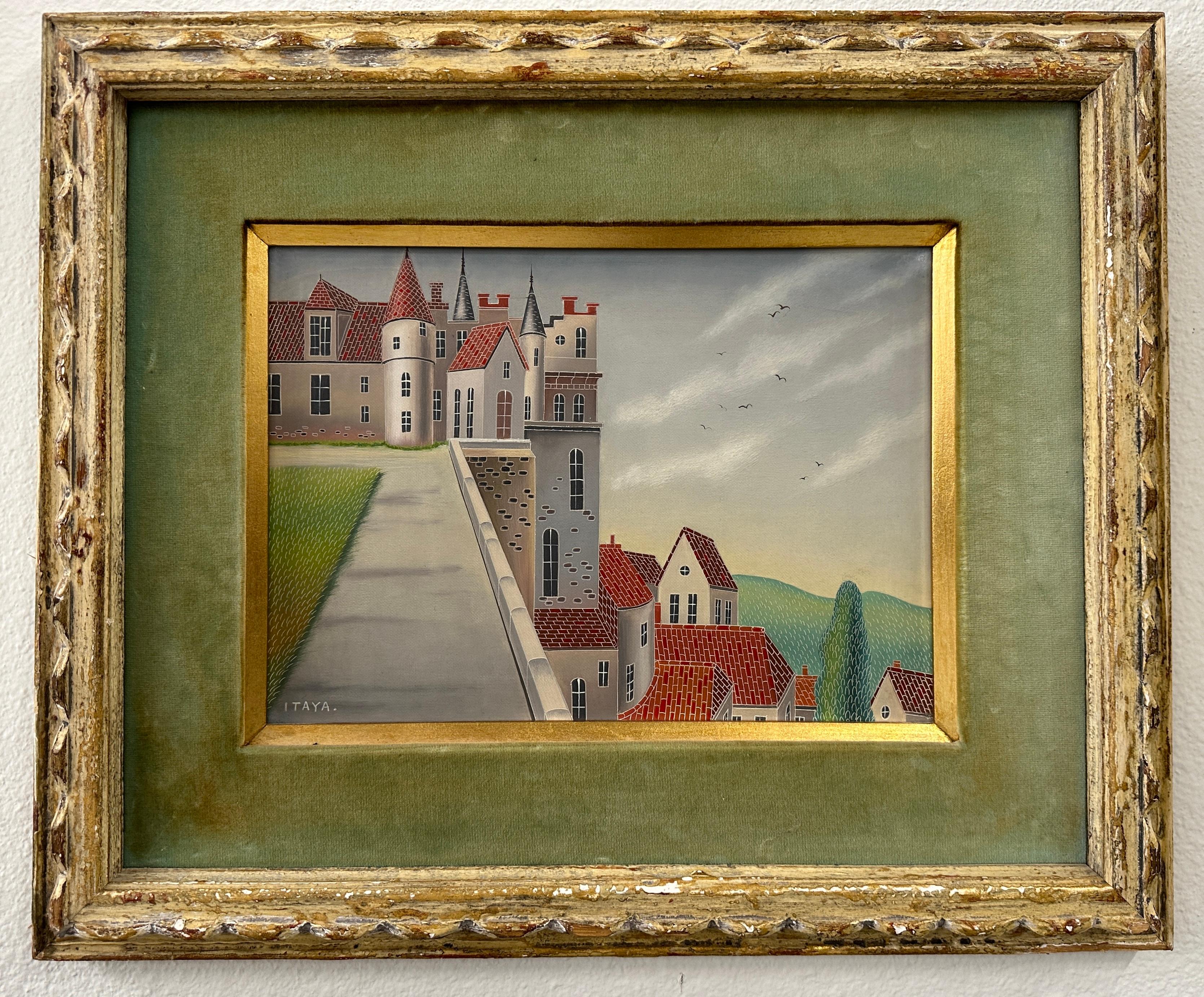 A pretty painting by the Japanese born Painter Foussa Itaya. The artist studied in Japan and went on to exhibit all over the world. This city scene along with another we have listed for sale were likely painted in the 1960’s.
The painting is in good